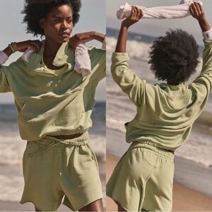 NWT Free People Movement Sweatshirt Short Set Green Size XS